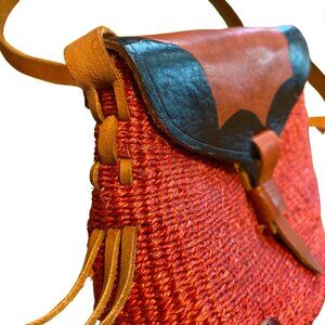 Handmade Red Woven Crossbody Bag